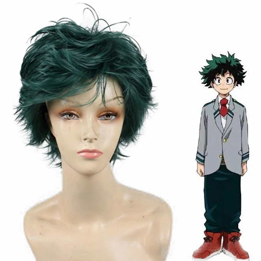 Short Dark Green Synthetic Wig for Women Heat Resistant Natural Layered Pixie Cosplay Daily Party Cap Included