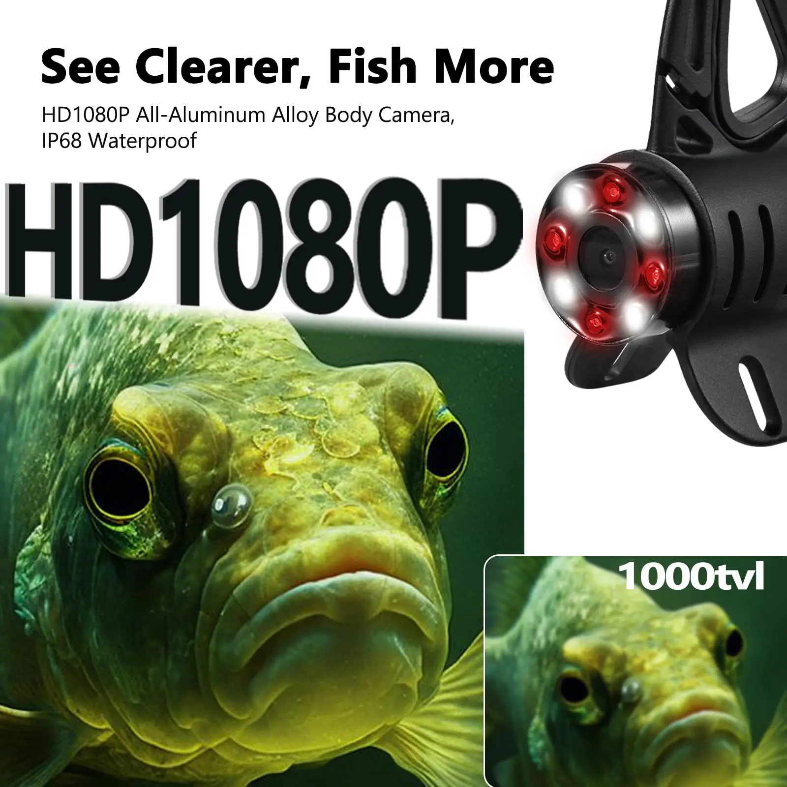 [2024Upgrade] 7''HD 1080P Underwater Fishing Camera w/DVR-32GB,Portable Ice Fishing Camera w/10000mAh Li-Battery,IR&LED for Dark