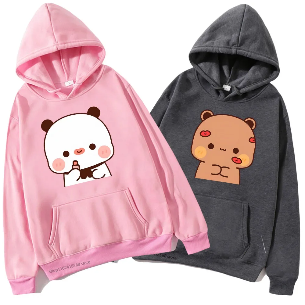 BuBu kissed DuDu Hoodie Panda Bear Sweatshirt Couple clothes Men kawaii Women Tops y2k pullover Four Seasons Casual streetwear