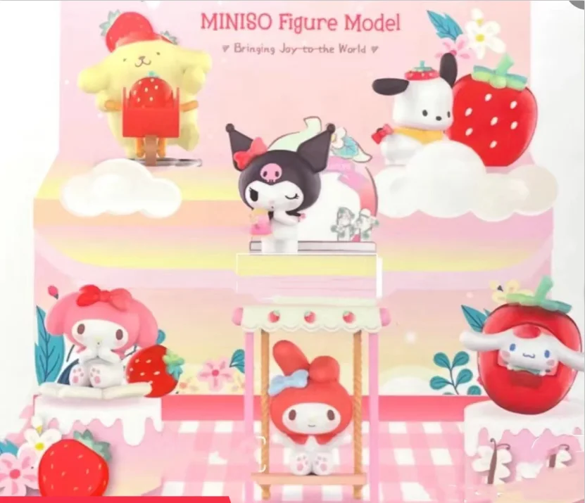 Miniso Sanrio seria Farm truskawek Kulomi Pacha pies melodia Pudding pies pies duży uszami pudełko z niespodzianką lalki figurki zabawka ozdobna na prezent