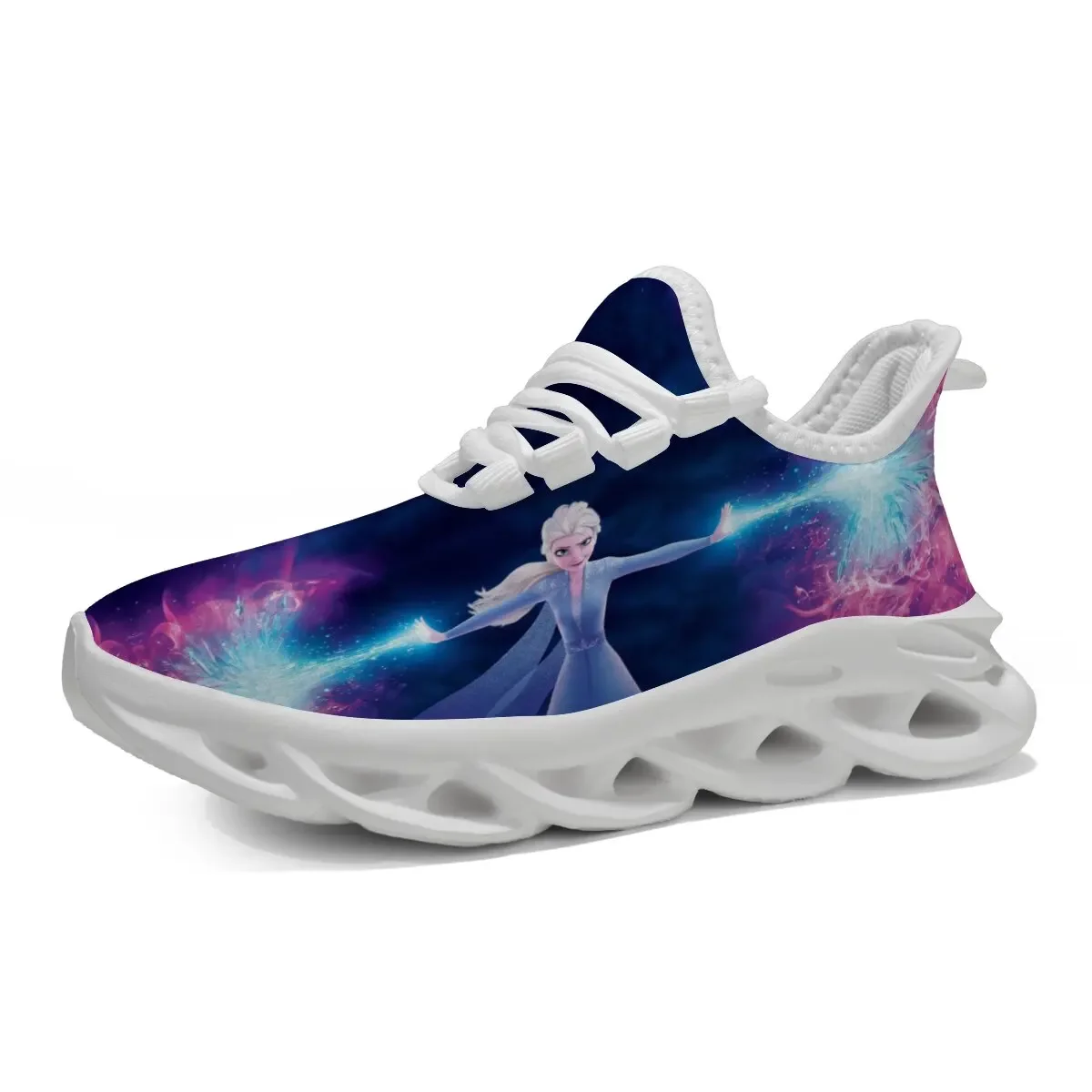 

Disney Children's Casual Shoes Spring Girls Soft Sole Breathable Fashion Frozen Princess Elsa Black White Shoes Size 35