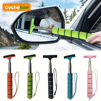 Car Rearview Mirror Wiper Telescopic Handle Car Rearview Mirror Wiper Durable Stainless Auto Glass Cleaning Tools Cleaning Brush