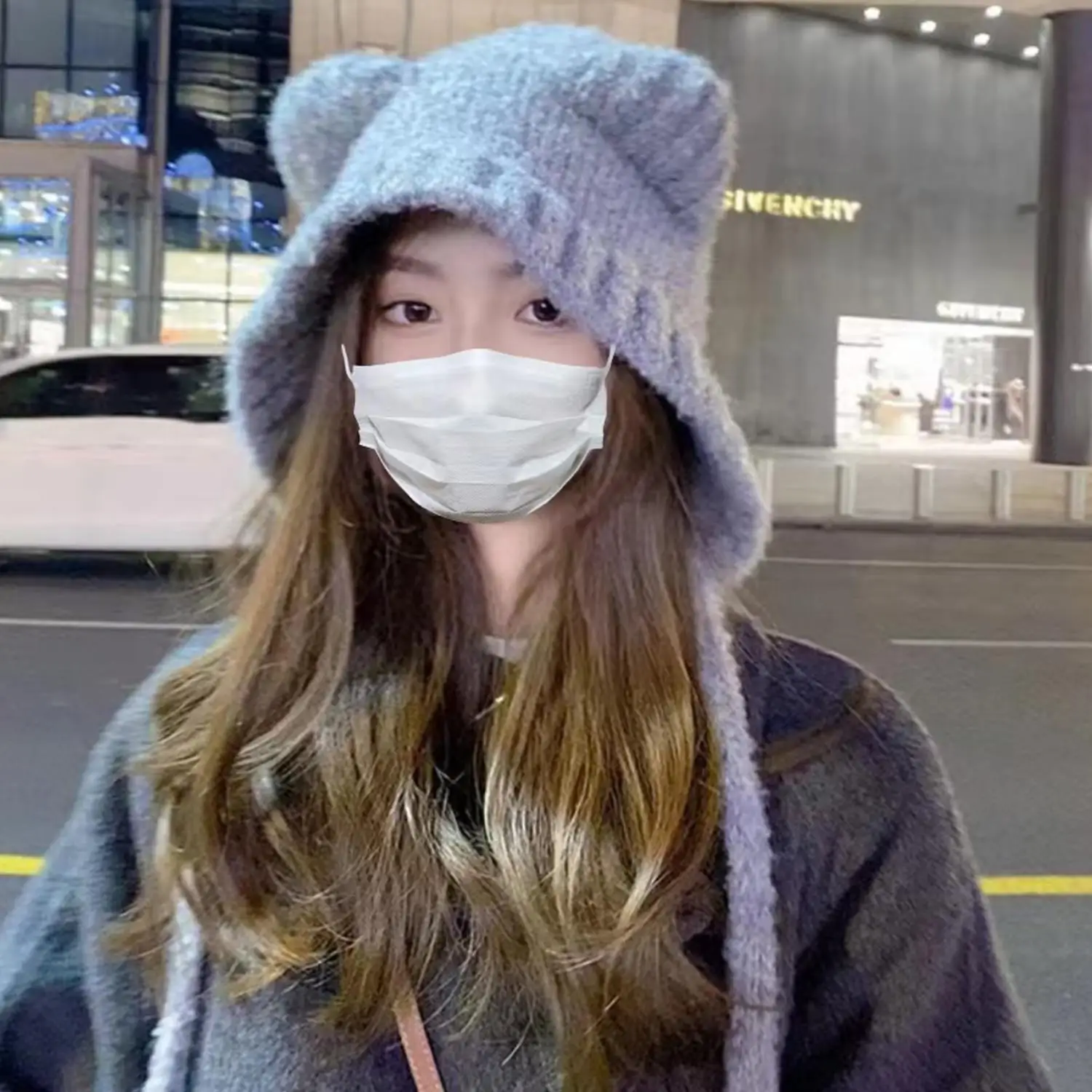 لطيف الدب الأذن الصوف قبعة الخريف والشتاء الدافئة تنوعا الدانتيل متابعة حماية الأذن محبوك قبعة الأغطية للنساء #3