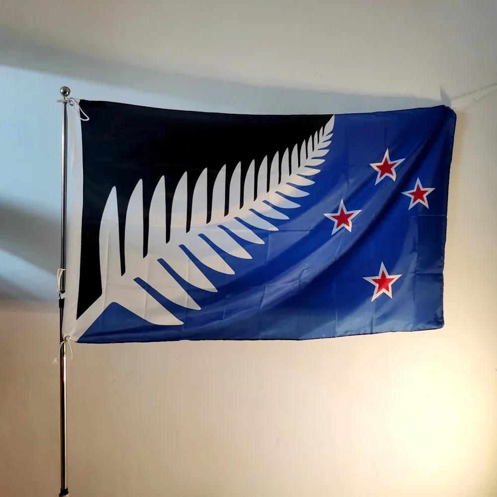 New Zealand Maori Fern Flag Silver Fern Indoor/Outdoor Premium Polyester 90x150cm Durable Double Stitched Wall Decor