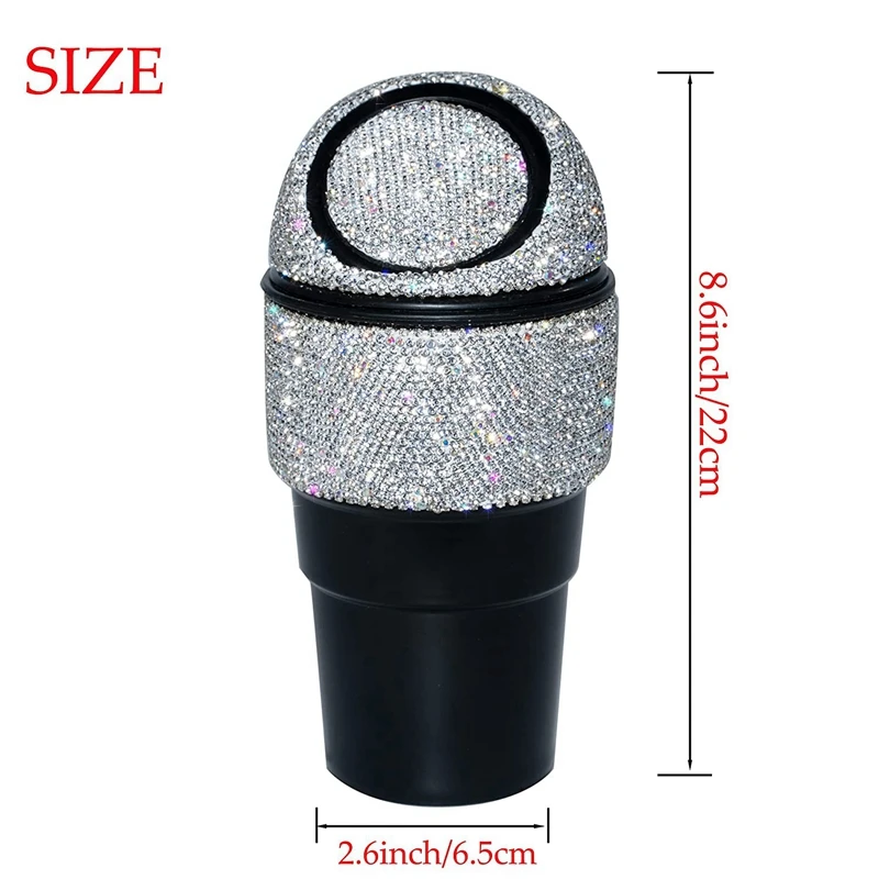 Universal Car Crystal Diamond Trash Can Mini Car Trash Can With Lid Multifunctional Car Trash Can For Car Office Home