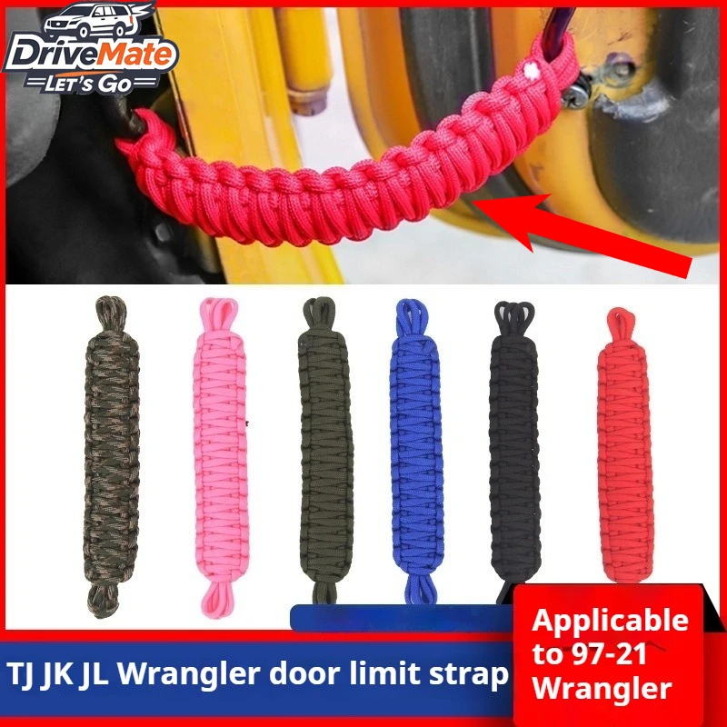 1Pair Door Limiting Strap Restriction Protection Positioning Woven Rope for 97-21 Jeep Wrangler CJ YJ TJ JK JKU JL Gladiator JT