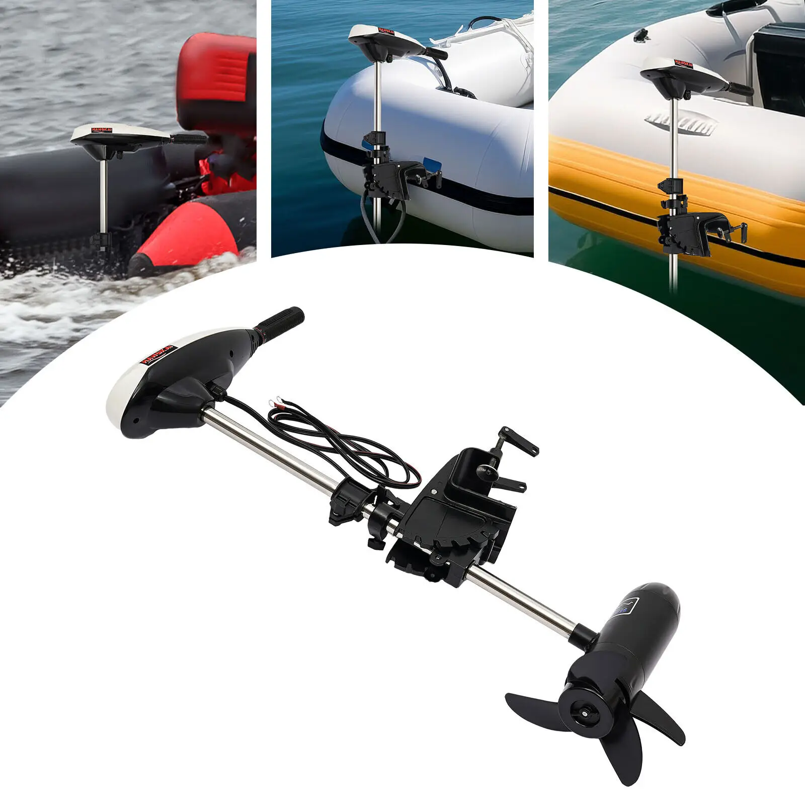 12V 65LBS Electric Outboard Motor Propeller Boat Trolling Boat Engine 660w for Fishing Boat Kayak Inflatable Brush Motor Hangkai