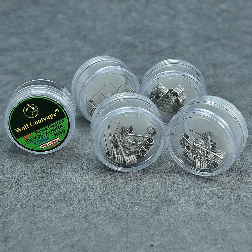 10pcs coils NI80/SS316L/A1 mtl Alien Fused Clapton Wire Tiger coils Prebuilt Coil For RDA rta rdta Heating Wires