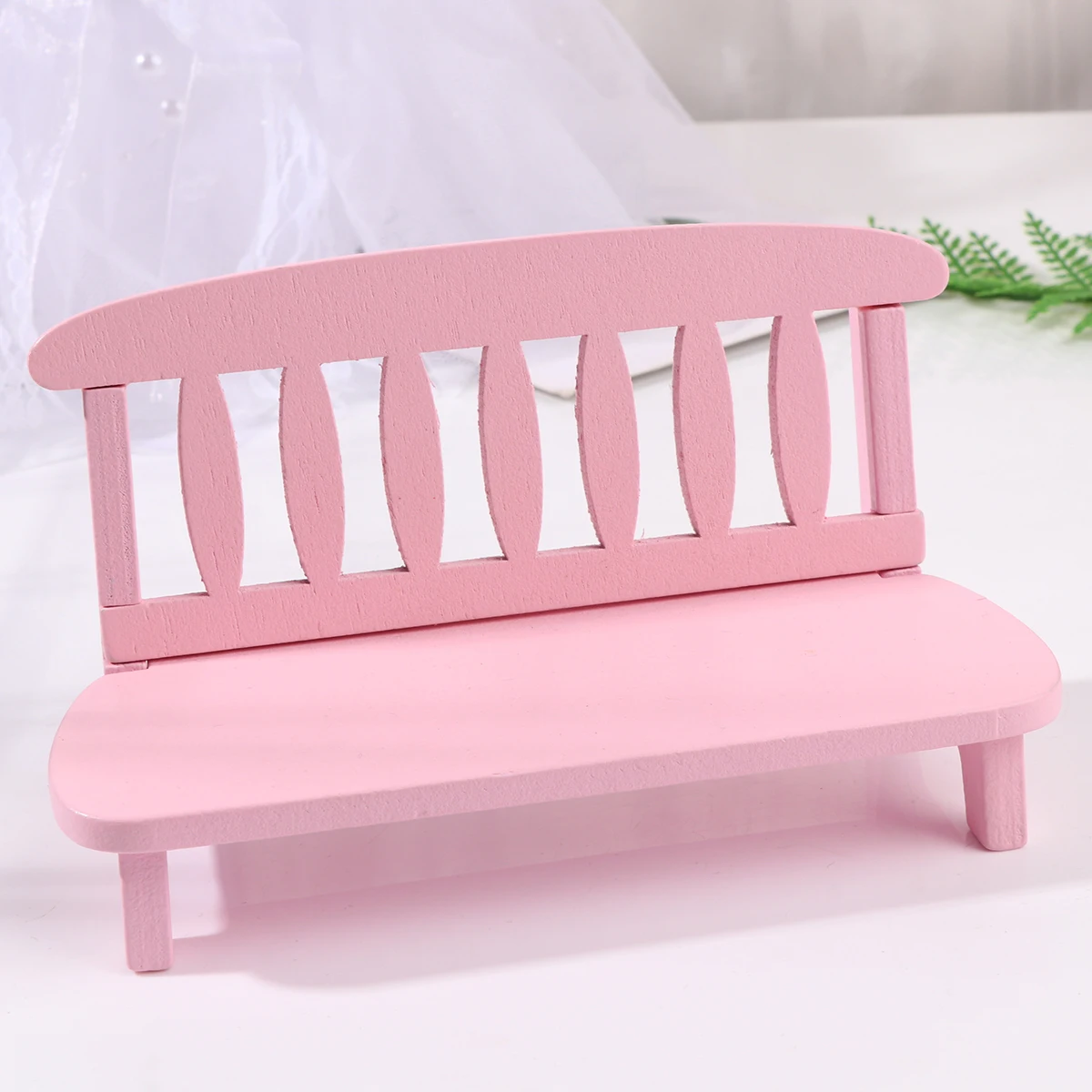 مقعد خشبي الحلي أريكة صغيرة نموذج صور الدعامة تخطيط المنزل كرسي مصغر الوردي