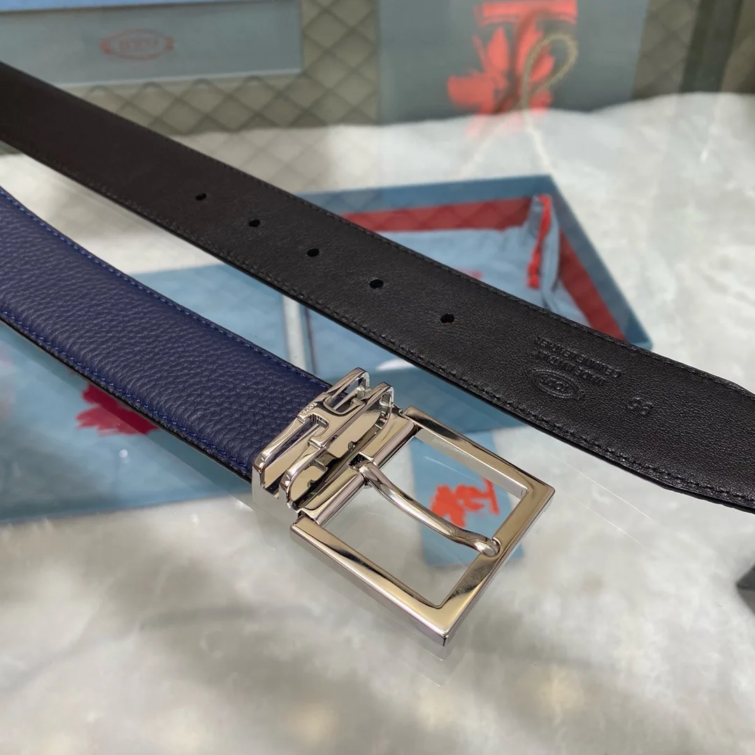 2025 new Men'S Belt Double-Sided Head Layer Cowhide Stainless Steel Buckle Head Belt Korean Version Of The