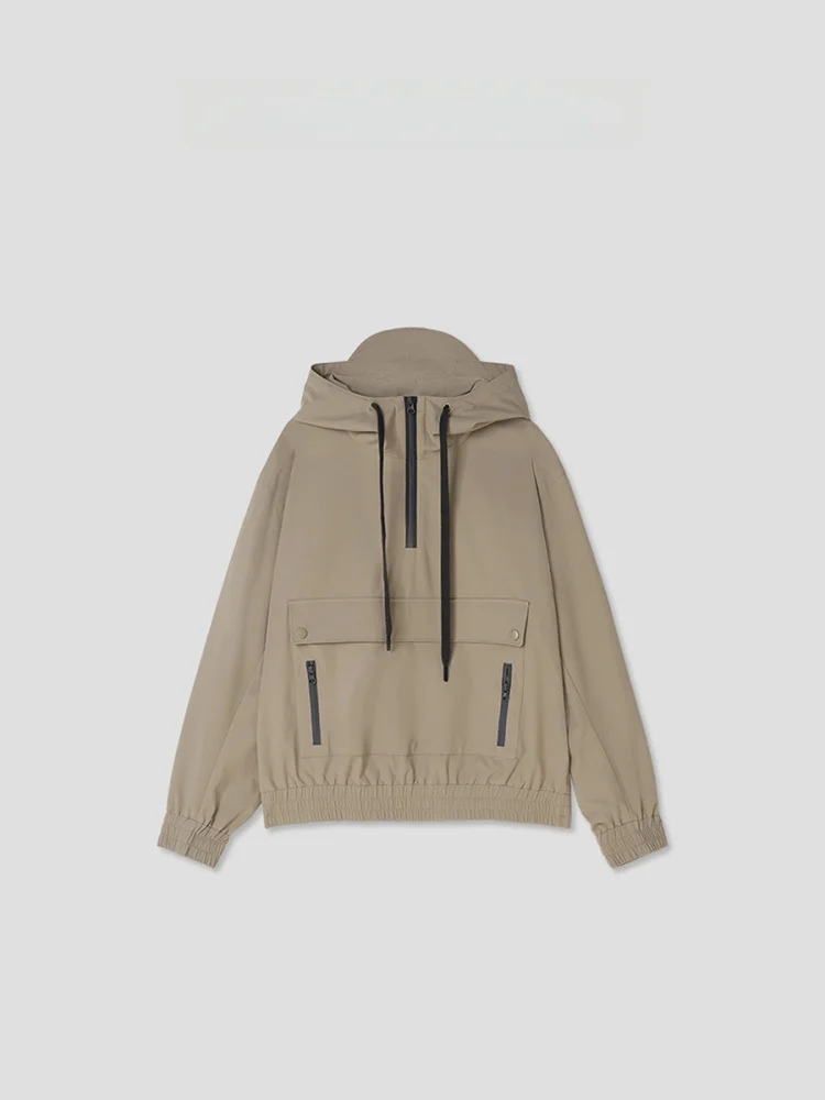 

Faionable Versatile Loose Fit Jaet Sle Outerwear f Open Collar Hooded Spor Outdoor Coat by Romi Studio 43W3068