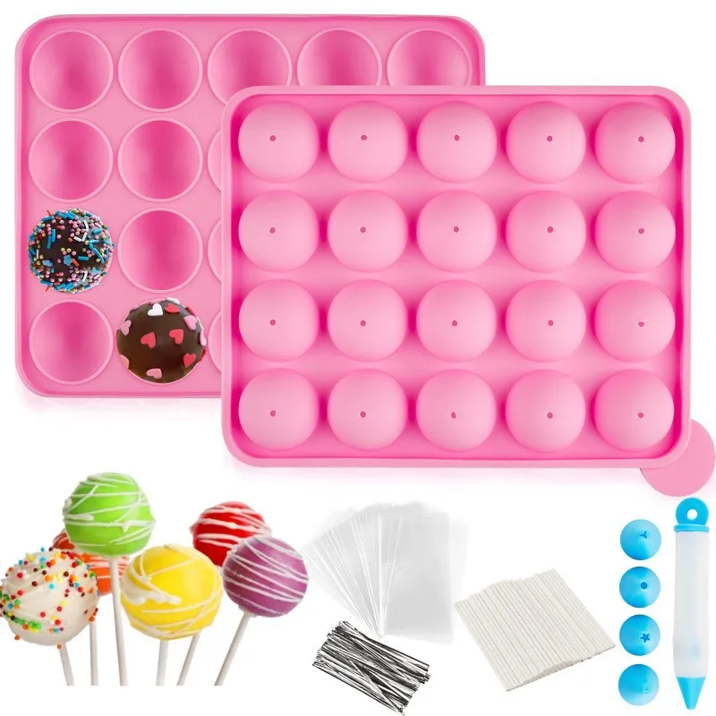 Cross-Border20Hole Three-Dimensional Ball Silicone Lollipop Mold round Chocolate Candy Baking Ice Grid Mold