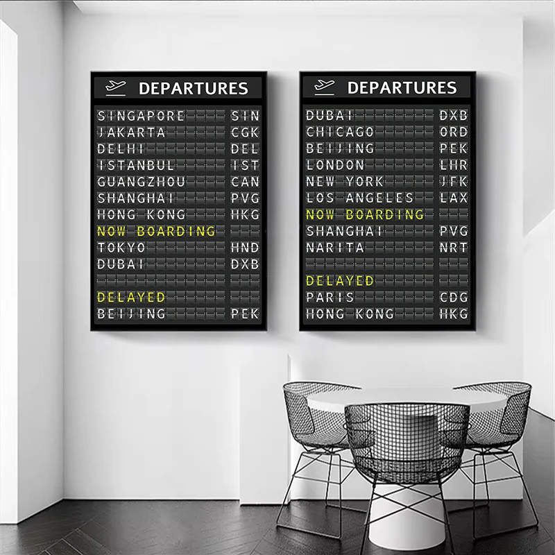 AIRPORT BOARD Destination Board Posters and Prints Travel Board Quote Art Canvas Painting Pictures Honeymoon Travel ation
