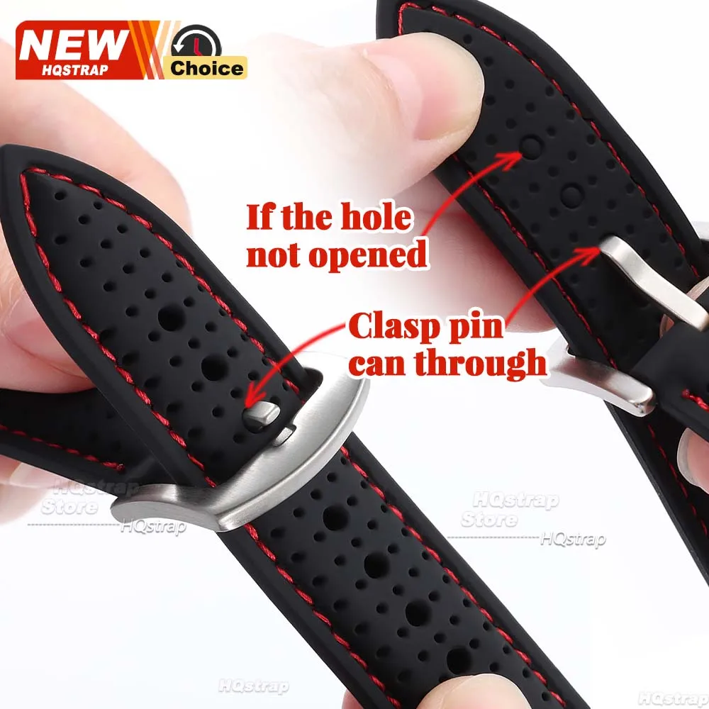 Neues Sport-Silikon-Uhrenarmband 20mm 22mm 24mm Wasserdichtes Atmungsaktives Armband Schnellverschluss Farbige Nähte Gummi-Armband – Detail 1
