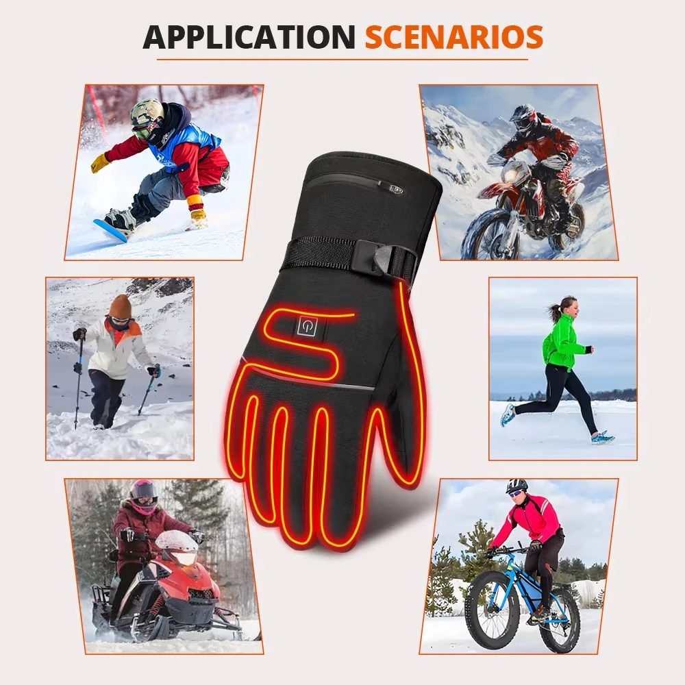 Heating Motorcycle Gloves Waterproof Motocross Guantes Glove Waterproof Touch Screen Rechargeable Heating Thermal Moto Guantes