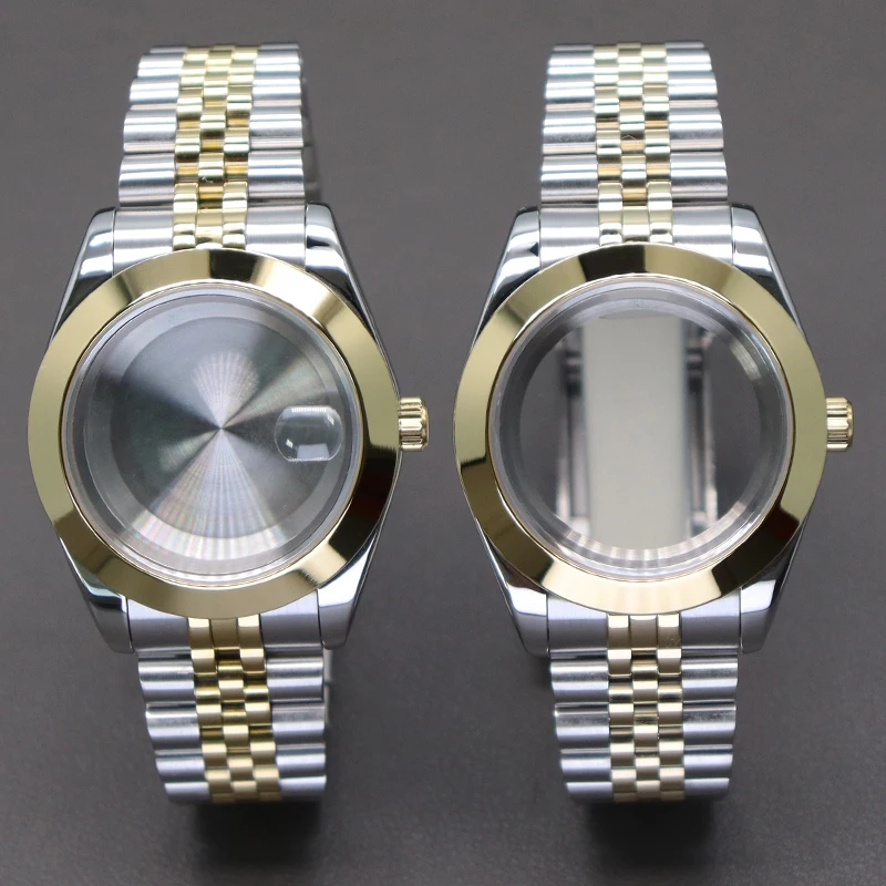 

Gold Silvery 36mm 40mm Bevel Edge Watch Case Bracelet For Explorer Seiko NH35 NH36 NH34/38 4R36 Miyota 8215 Movement 28.5mm Dial