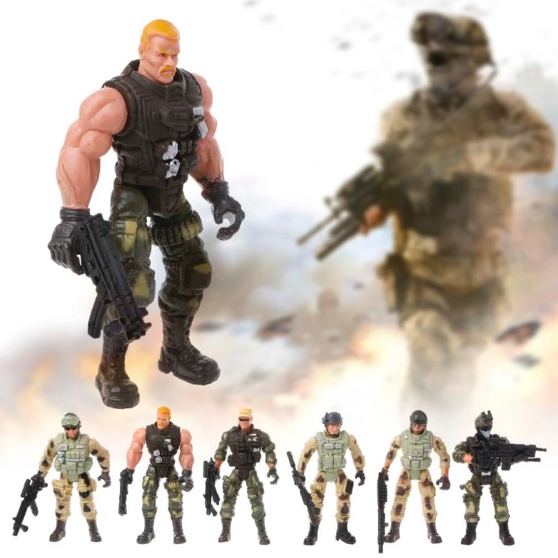 6 pçs/set figura de ação soldados brinquedo com figuras militares brinquedo criança