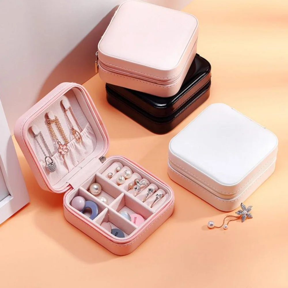 50 Piece Set Of Women's Mini Earrings Jewelry Box Zipper Travel Portable Jewelry Box Holiday Gift