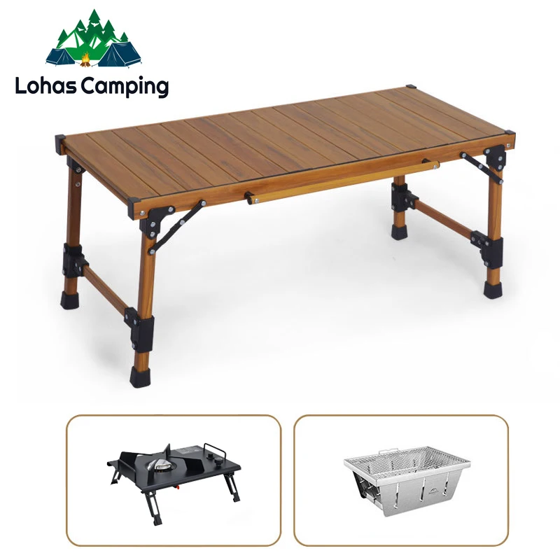 Lohascamping Camping IGT Table BBQ Grill with Stove / grate Picnic Outdoor Folding Removable  Backpacking multifunctional Table