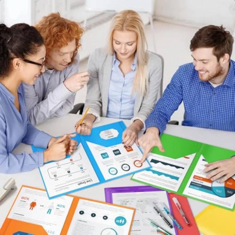 36 عبوة من مجلدات الجيب المجلدات البلاستيكية السائبة مع جيب أمامي شفاف بـ 6 ألوان للمدرسة والمكتب المثالية