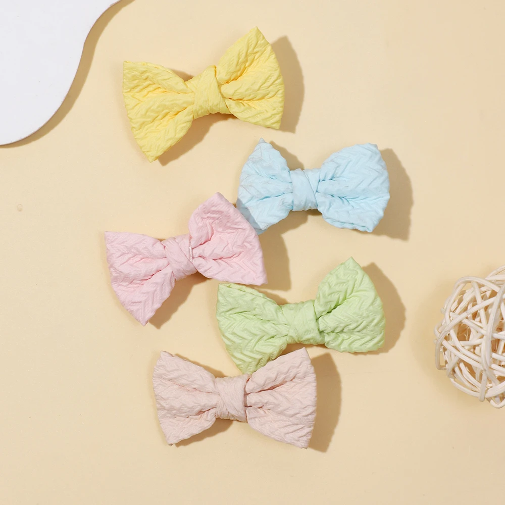 30pc/lot New 2inch Ribbed Bow Baby Hair Clips Girls Cotton Bowknot Hairpins Kids Barrettes Children Headwear Wholesale Price