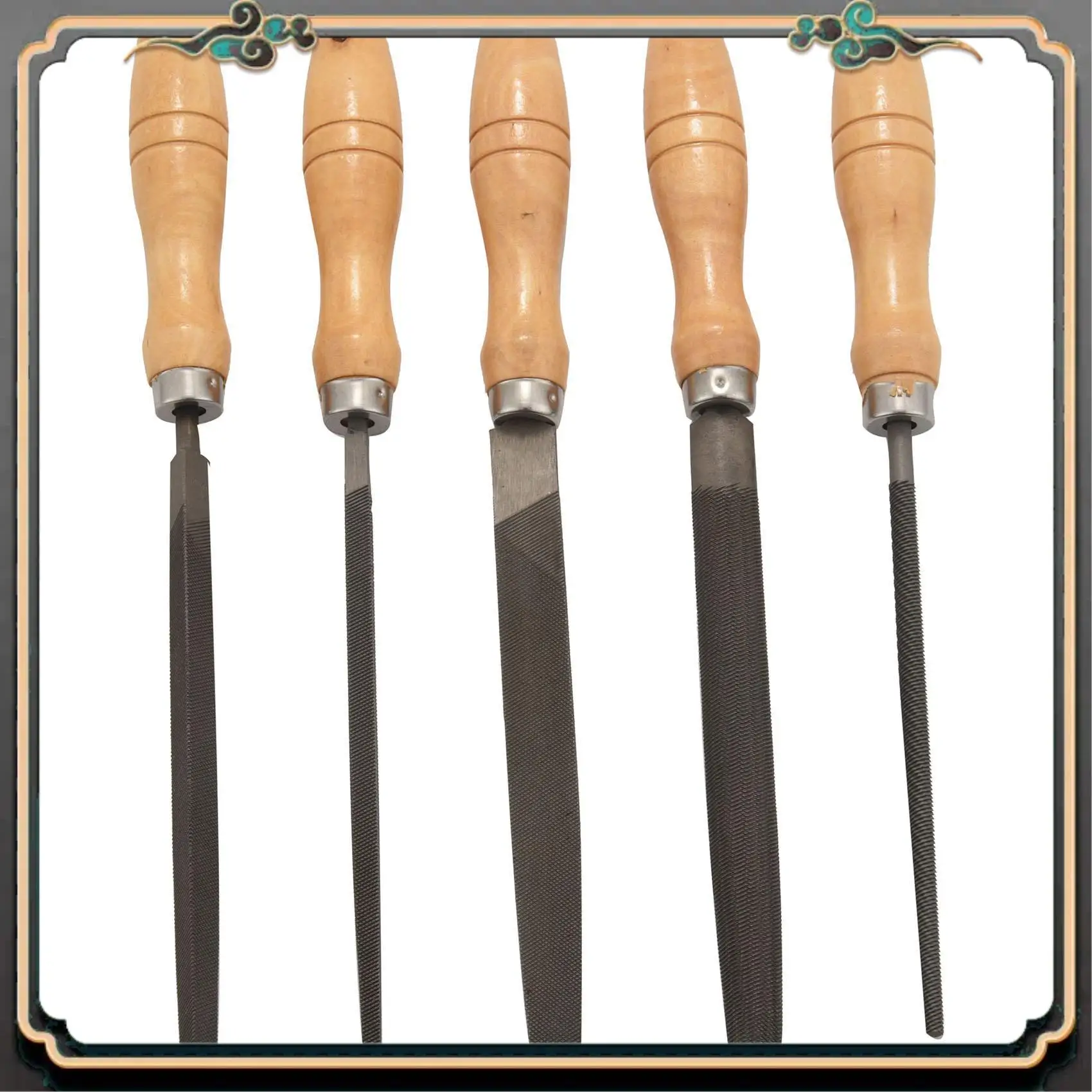 

M45K-High Carbon Steel File Set With Wooden Handles Rasp File For Wood, Metal, Plastic, 5 Pieces (Steel File)