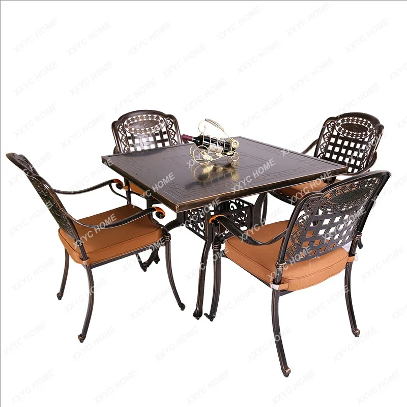 

Outdoor Desk-Chair Cast Aluminum Leisure Outdoor Courtyard Garden Balcony Outdoor Table Five-Piece Set Combination