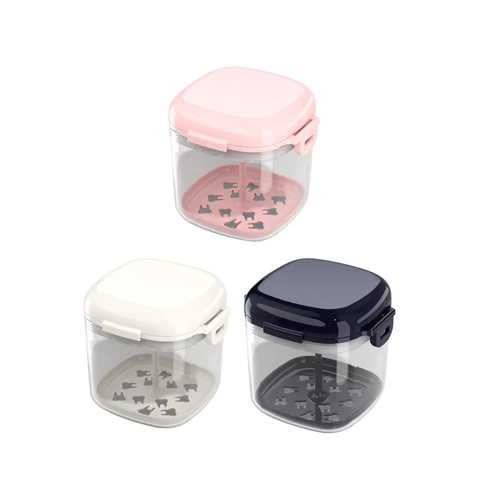 

Denture Cleaner Case Bathing, Cleaning, and Soaking with Strainer Basket Soak Container Portable Small for Home