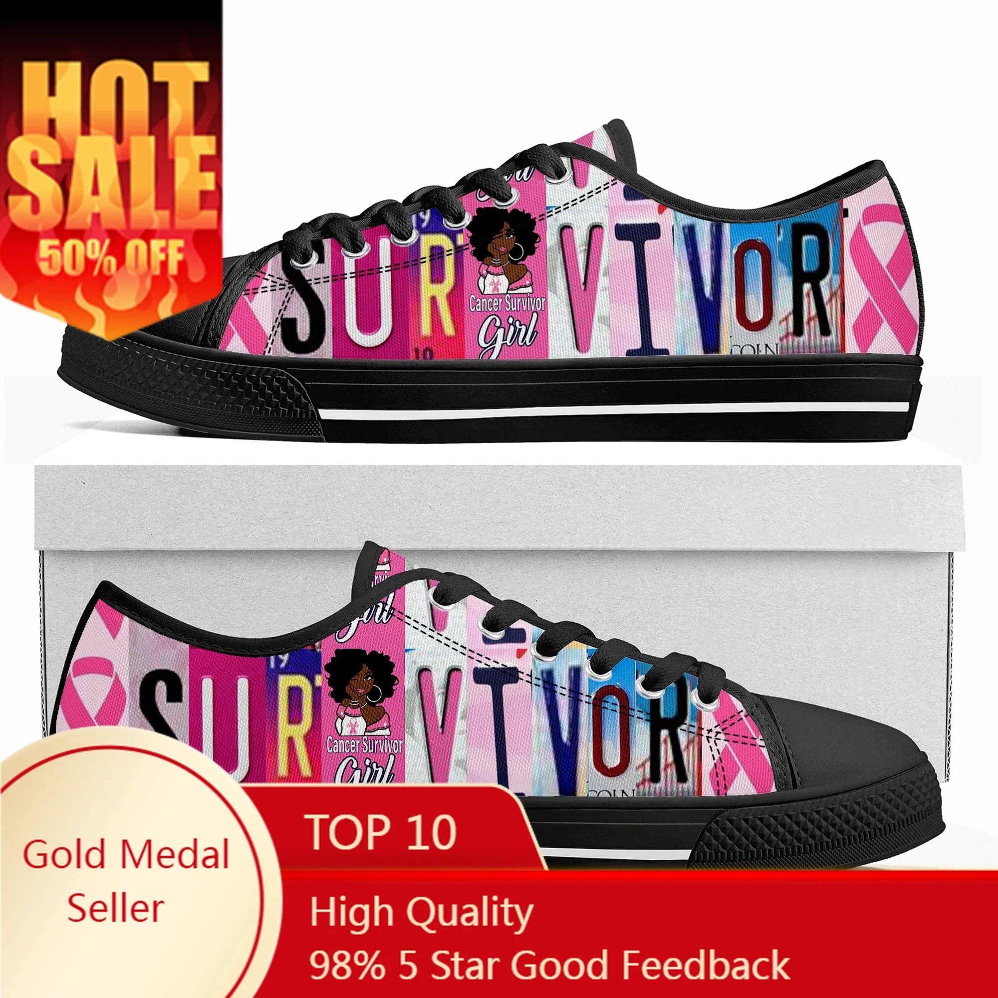 

Cancer Survivor Breast Cancer Low Top High Quality Sneakers Mens Womens Teenager Tailor-made Shoe Canvas Sneaker Couple Shoes