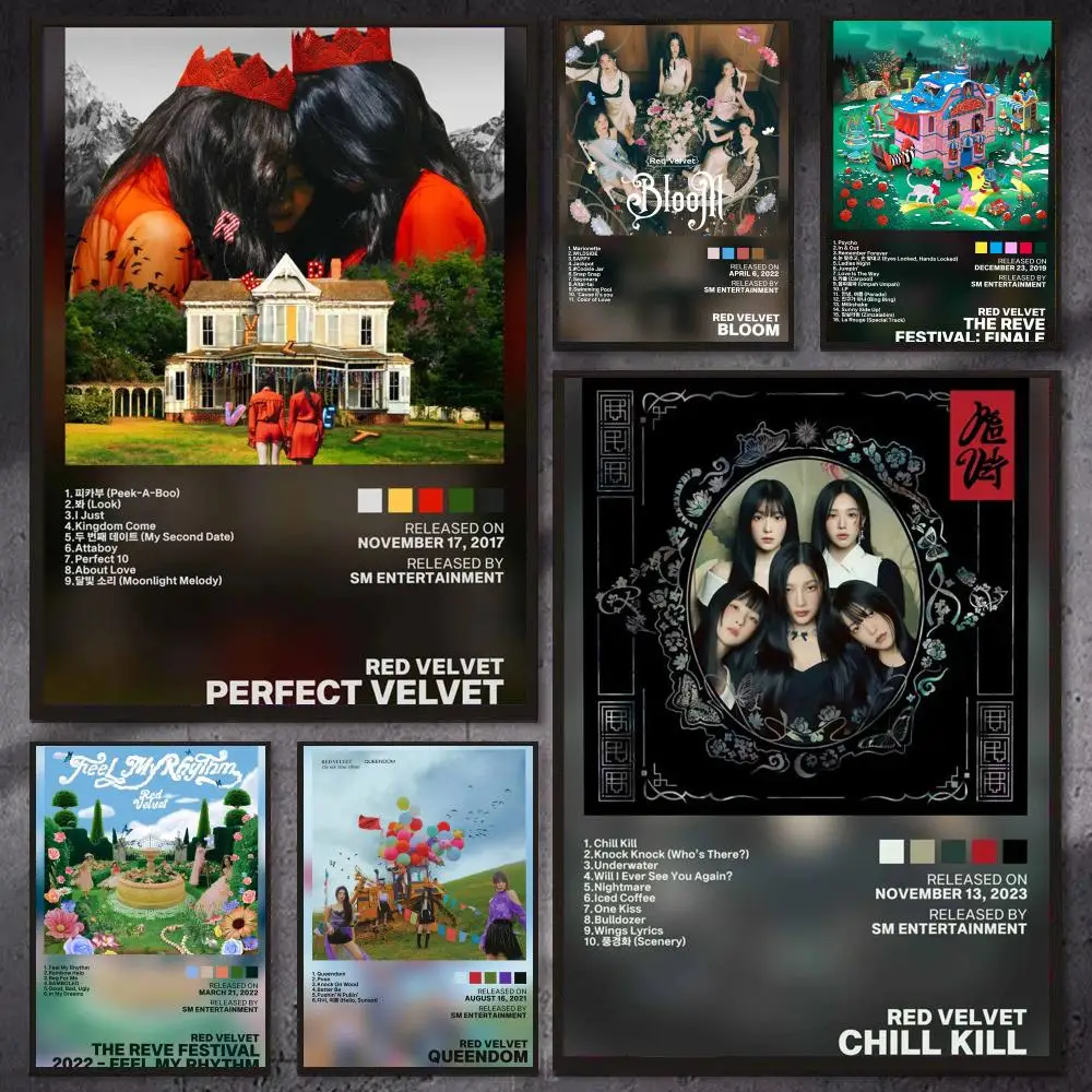 Album K-pop Band R-Red Velvet Poster PP Wall Decor Posters Celebrity Art Prints Aesthetic Wall Art Bedroom Office Home Gift