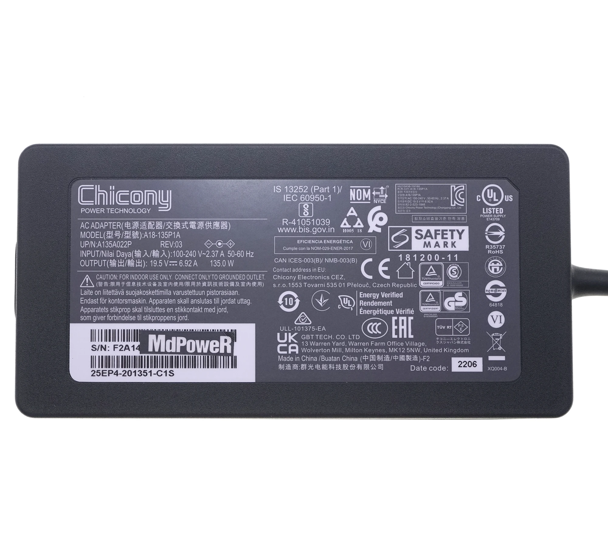 Original 19.5V 6.92A 135W A18-135P1A A135A050P AC Adapter Charger For Acer ConceptD 3 N20Q5 CC314-72G Laptop Power Supply OEM