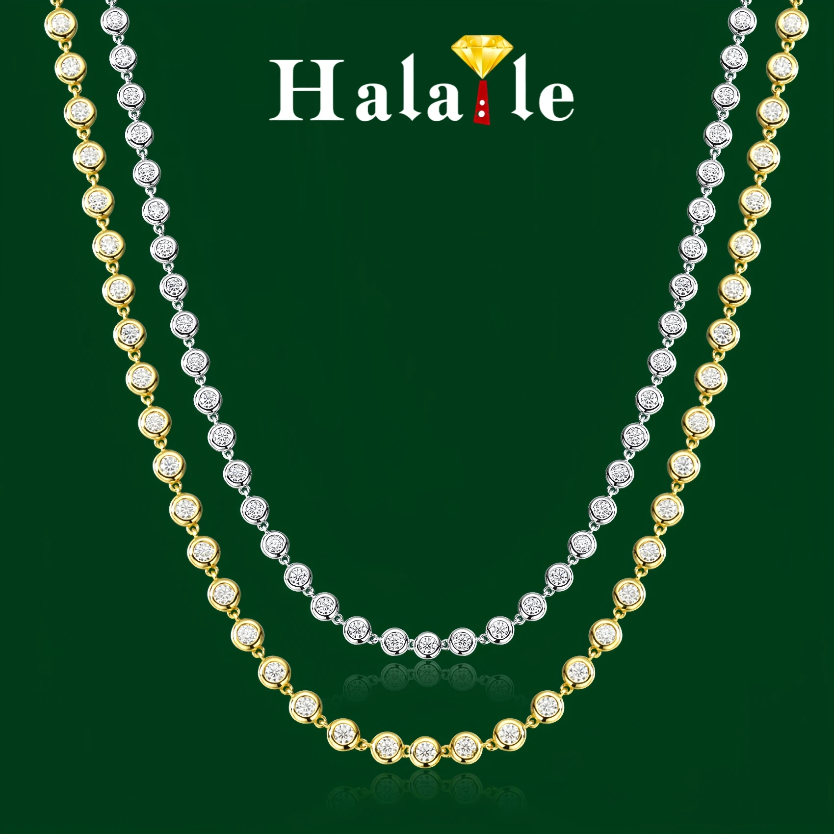 

Ожерелье Halaile с круглыми бусинами из муассанита диаметром 3 мм, 100% стерлинговое серебро s925 для женщин, сверкающие ювелирные изделия, легкий роскошный подарок