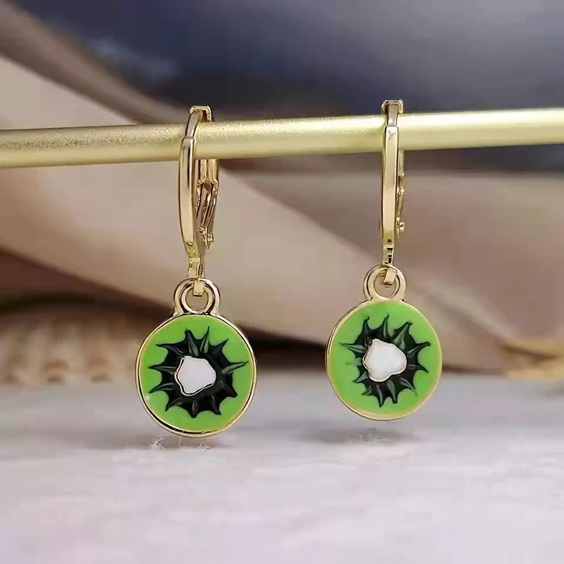 

925 Sterling Silver Needle Exquisite Cute Enamel Drop Glue Fruit Pendant Earrings Women's Casual Classic Jewelry Accessories