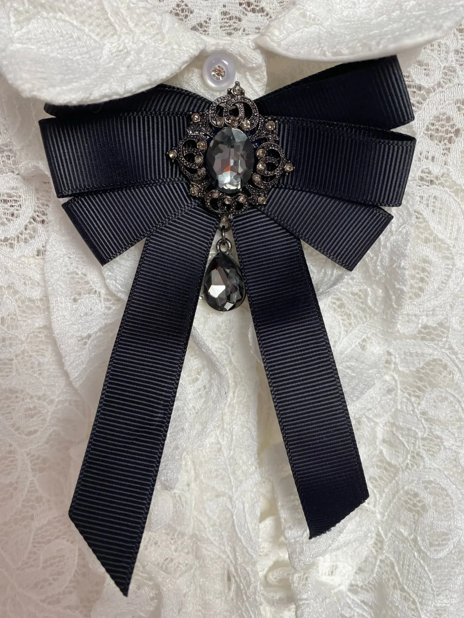 أزياء الشريط الأحمر القوس حجر الراين كريستال التعادل دبوس - الفاخرة نسيج القماش الفن بروش، أنيقة فستان الزفاف دبابيس هدية للنساء #6