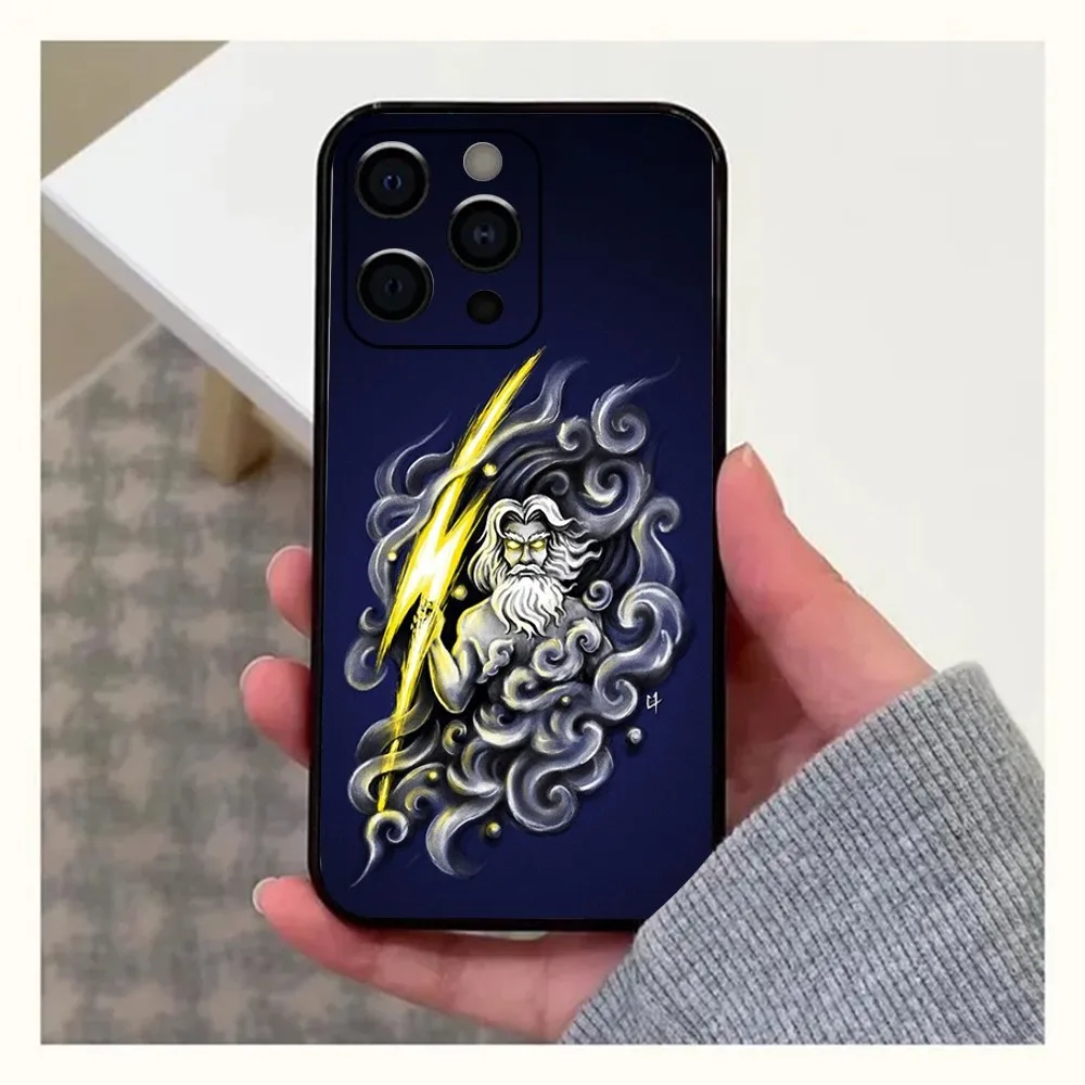 Ancient Greek mythology Zeus Phone Case For Apple iPhone 15,14,13,12,11,Pro,X,XS,Max,XR,Plus,Mini Soft Black Cover