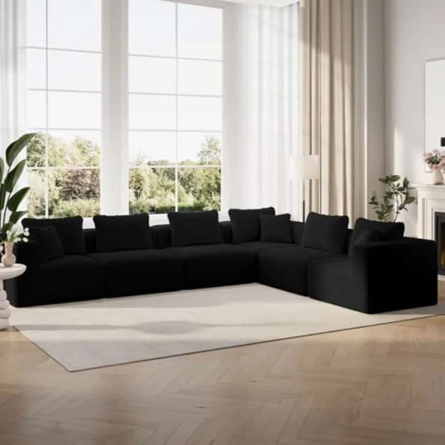 

141" Modular Sectional Sofa, Modern Cloud Sectional Couch with Smarts Coil® Support, L-Shape Boneless Couch for Living Room Apa