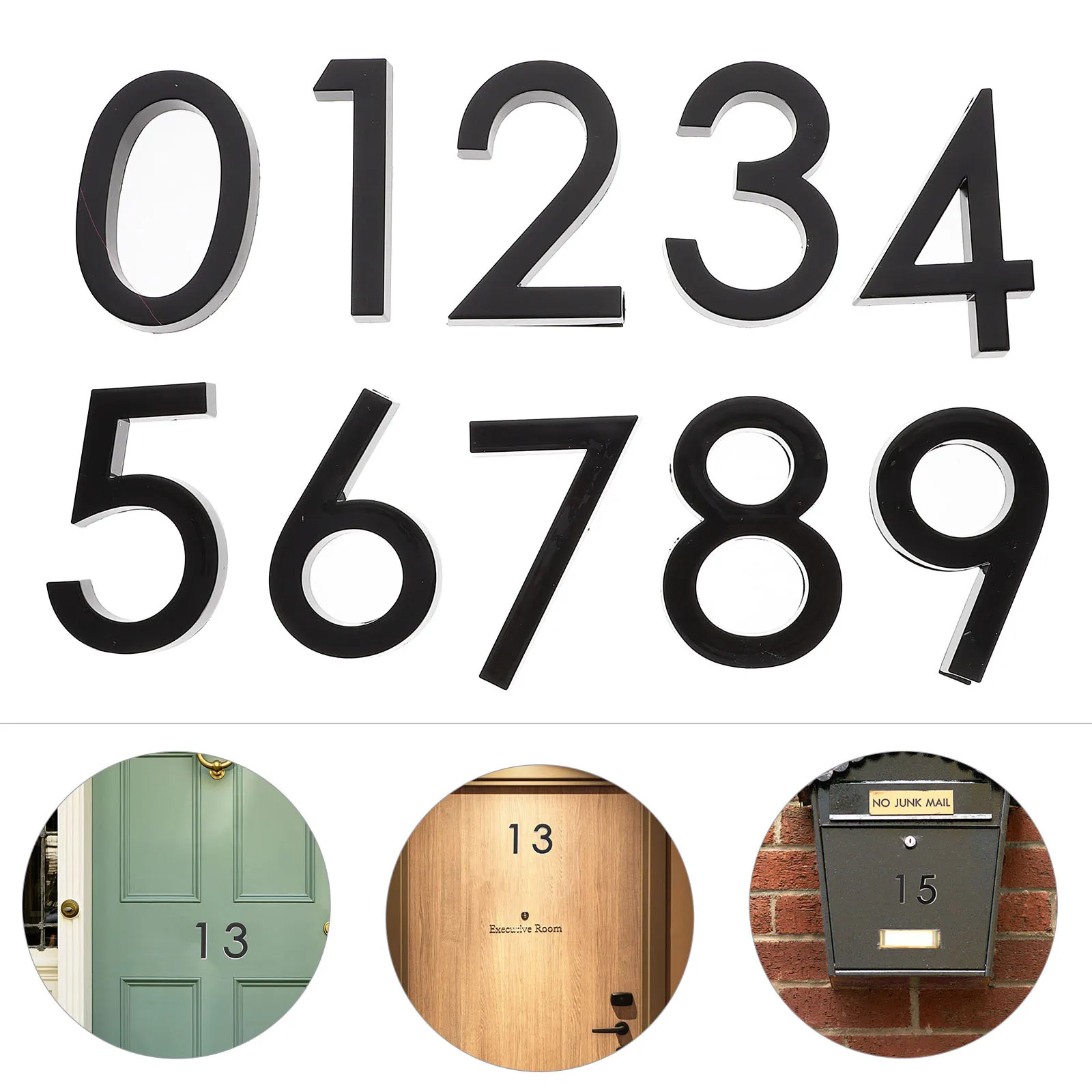 10Pcs Door Number Sign Durable ABS Resin Creative Number for Outdoor Indoor Apartment Address