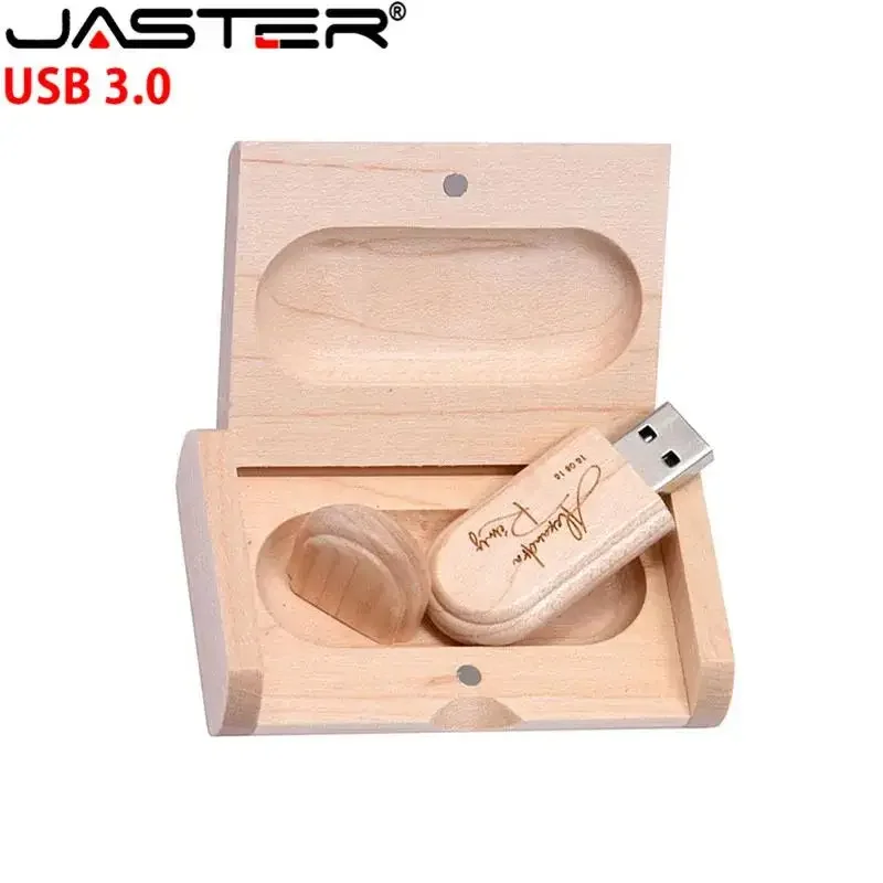 

JASTER customer LOGO laser engraving wooden+Box pendrive 4GB 16GB 32GB 64GB USB Flash Drive photography gift free custom logo