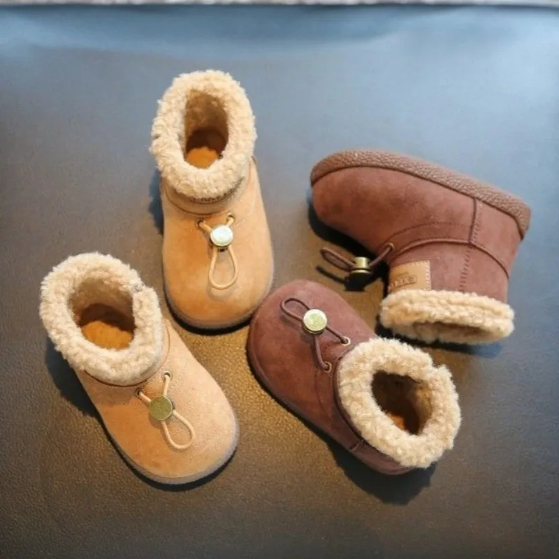 

Детские ботильоны, модные универсальные детские теплые ботинки, замшевые зимние ботинки 2021, новые короткие ботинки для мальчиков и девочек, нескользящие ботинки с круглым носком, размер 15-25