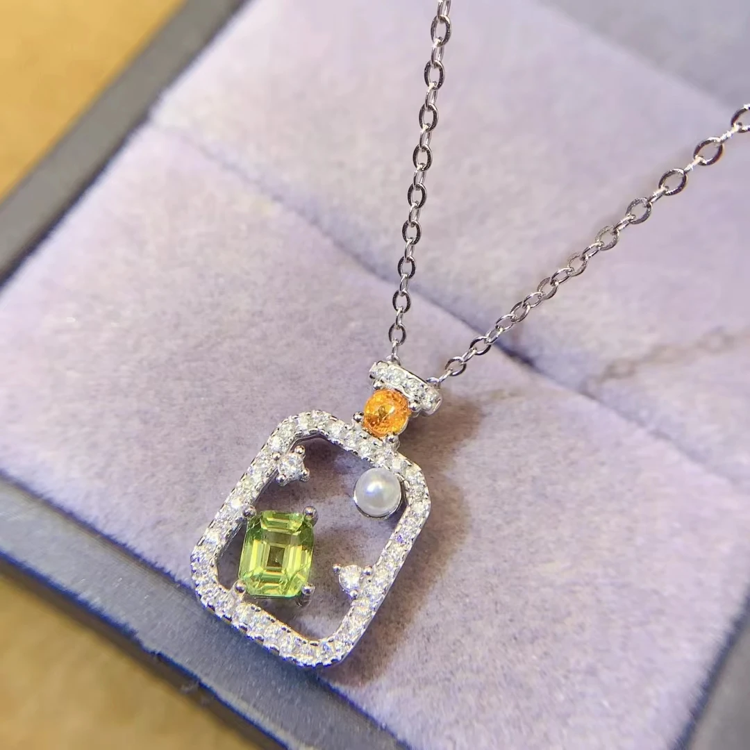 

KJJEAXCMY High quality Natural Colored Sapphire Pendant S925 Silver Inlaid Simple Jewelry Palace Fashion Design Women's Jewelry