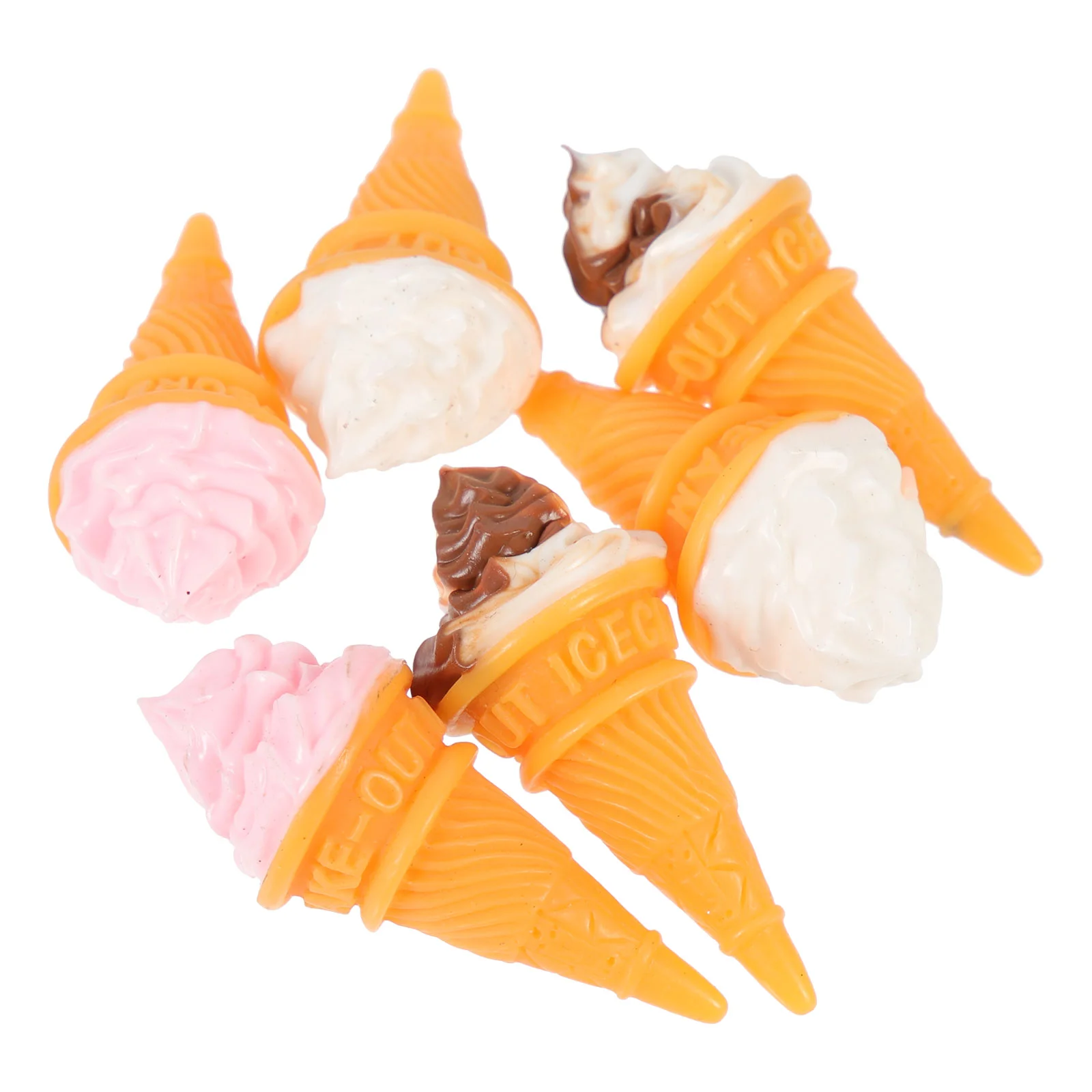 6 Pcs Resin Ice Cream Cone Models Cute Mini House Decor Kids Accessories Ice Cream Wear Resistant