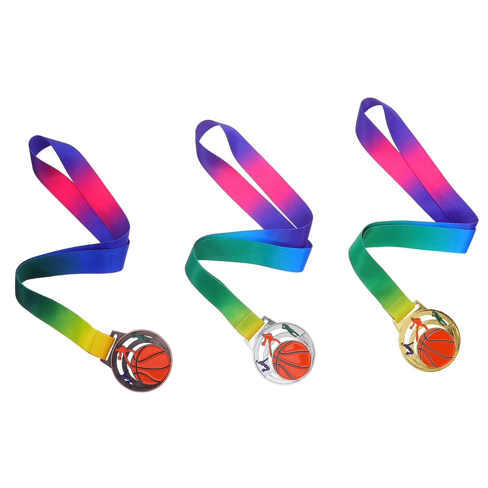 

3Pcs School Award Medals Silver Gold Bronze Metal Basketball Competition Athletic Winner Medals for Games Youth Tournament