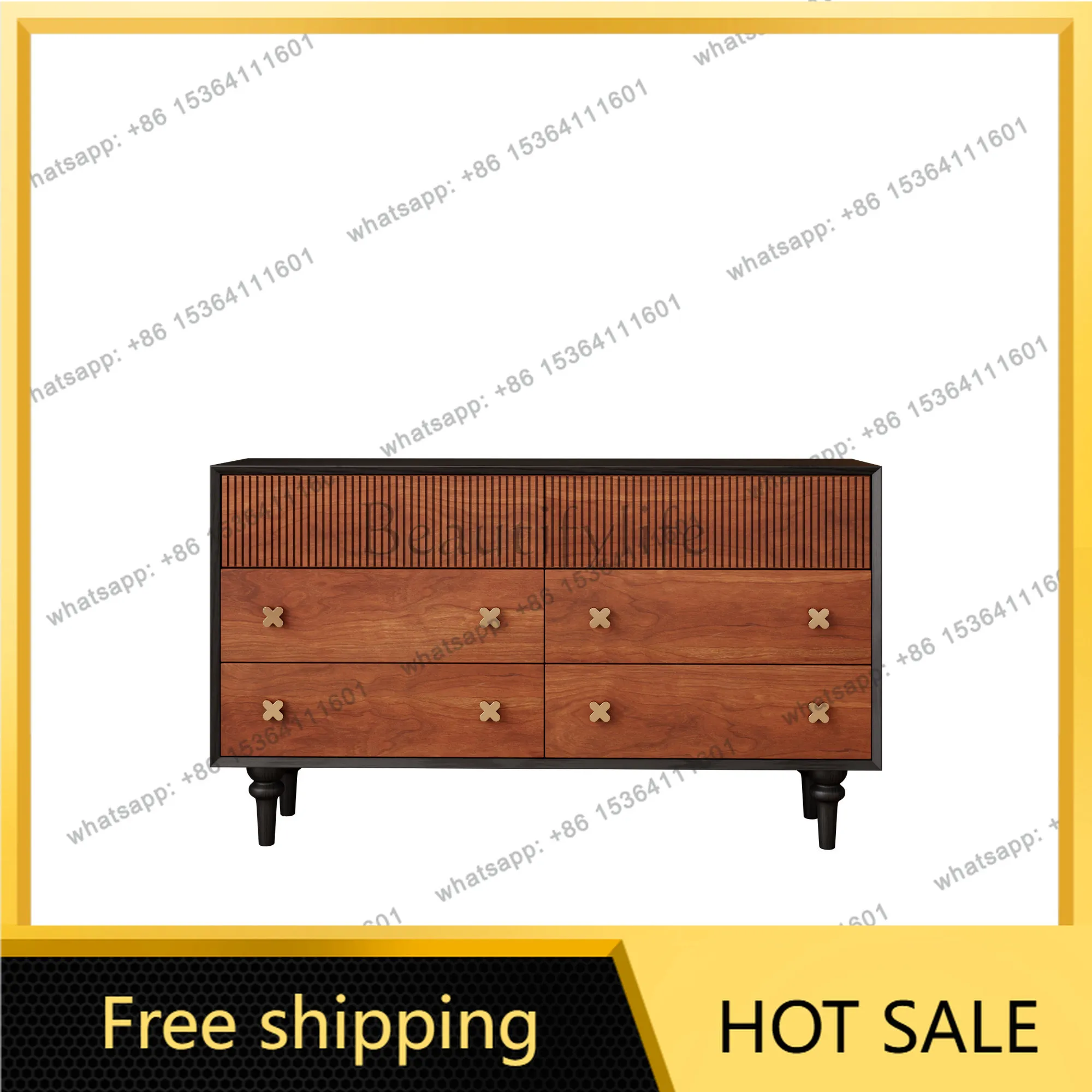 PJ medieval style living room against the wall solid wood storage bedside storage locker