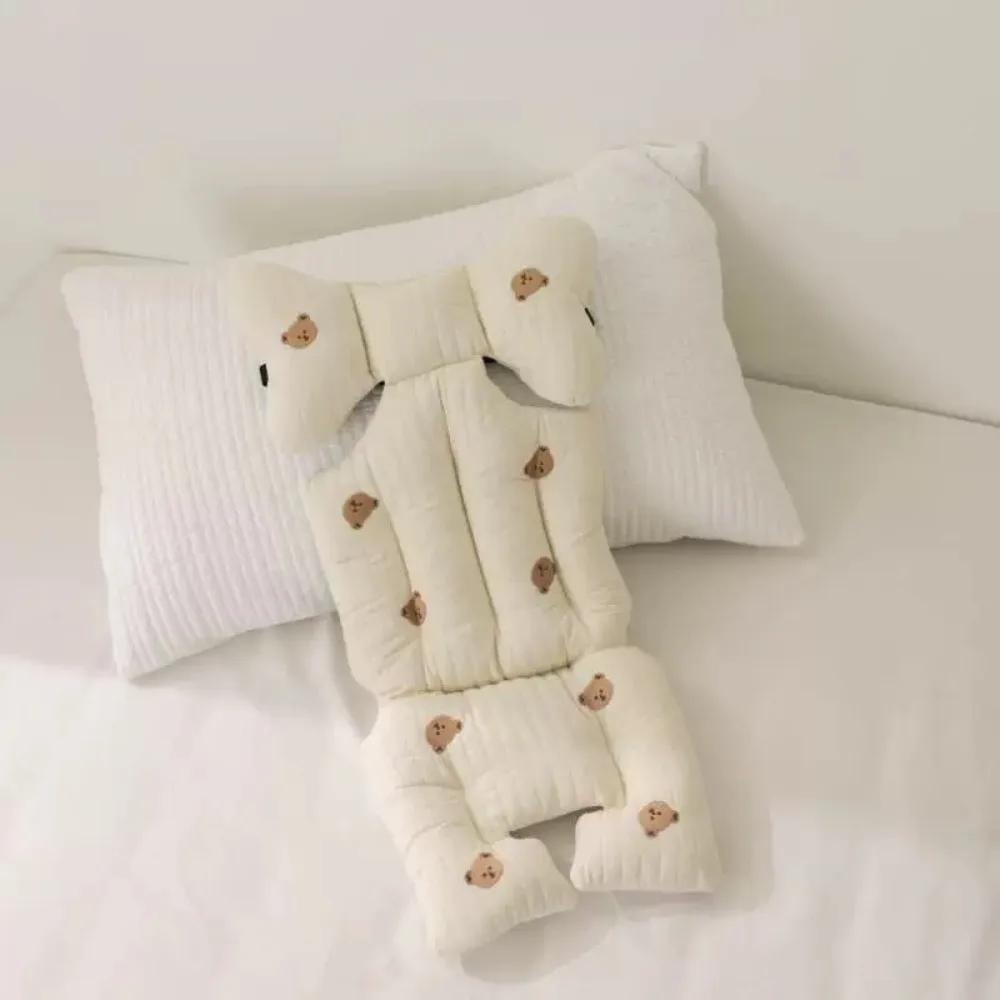 

Comfort Soft Stroller Seat Cushion Skin-friendly Cute Baby Pram Cushion Bear Embroidery Infant Seat Liner Pad