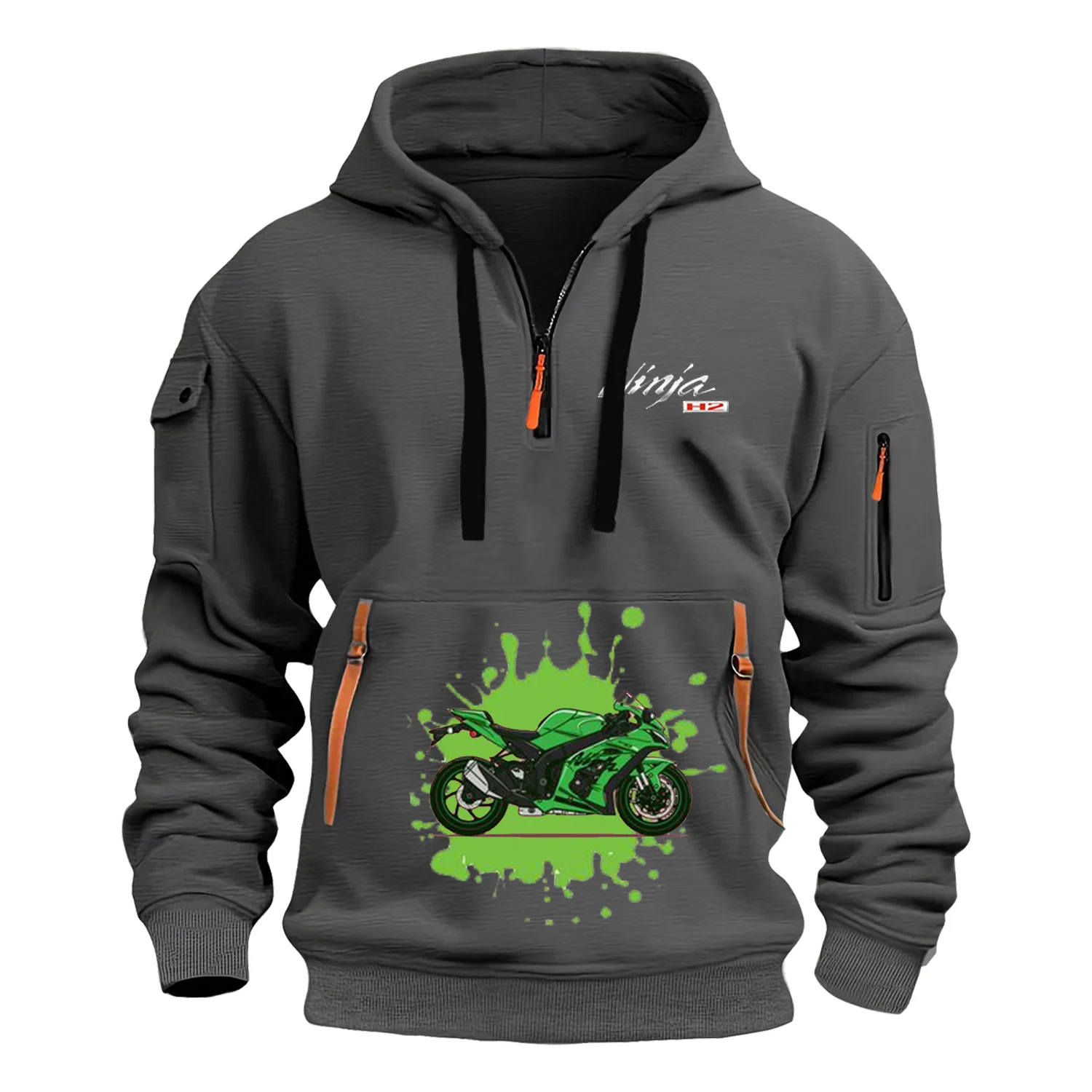 

Kawasaki Extreme Sports Mens Clothing High-quality Sweatshirt Hooded Zip-up Motorcycle Uniform Oversized Hoodie Unisex Street