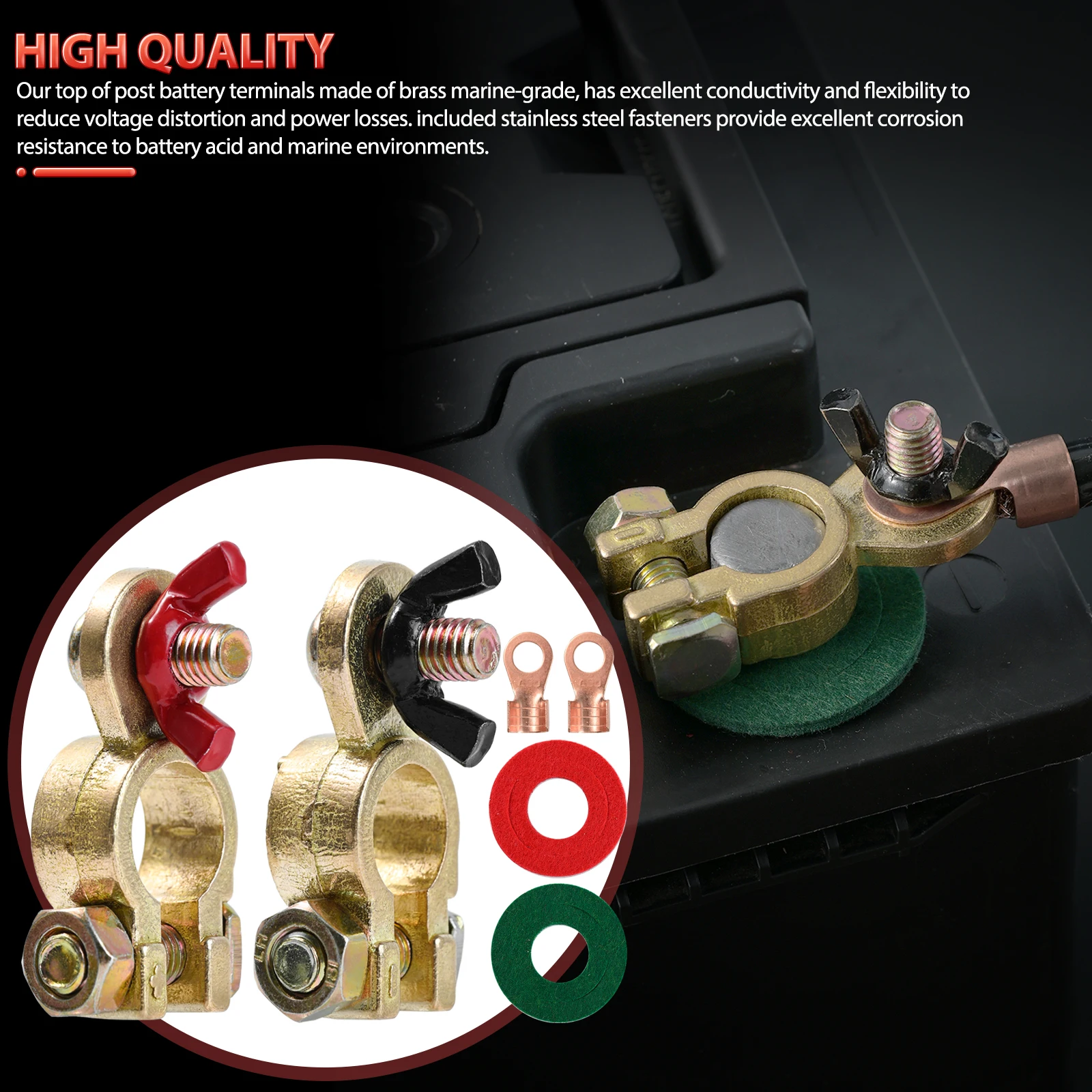 محطة بطارية نحاسية صلبة ، موصل - مراجعة Battery Terminal Clamps Quick Release Brass وسعره