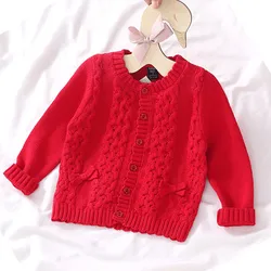 Plain Red Baby Sweater Cardigan Autumn Jacket 6 9 12 18 24 Month Baby Coat  Spring Winter Toddler Girl Clothes OGC225432