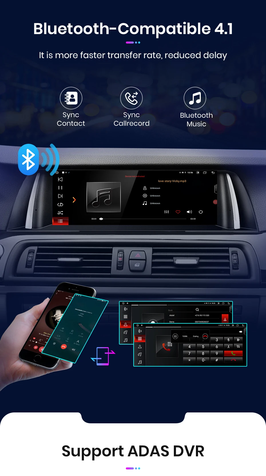 Junsun Kabelloses CarPlay und Android Auto Autoradio für BMW 5er F10 F11 2011-2017 CIC NBT Intelligentes System Stereo GPS-Navigation – Detail 16