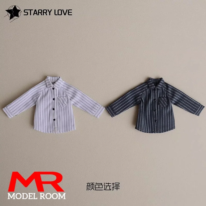 1/12 Striped Long Sleeved Shirt Blouse Clothes Model Fit 1:12 Romankey Notaman SnailShell Action Figure Ashi Azone BJD Dolls