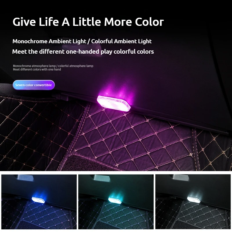 LED Square Touch Light Mini Wireless Car Interior Light Car Dome Reading Light (Door Footer Trunk Storage Box USB Charging)